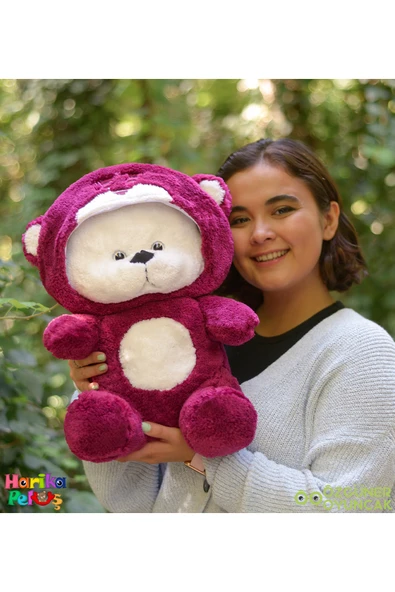 Harika Peluş Fabrikası Uykumcuk Gold Kapşonlu Peluş Ayı Sevgiliye Özel 70 Cm (%100 YERLİ) ürün görseli 1