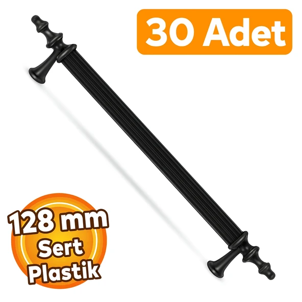 (SERT PLASTİK) 30 Adet Polavit 128 Mm Siyah Mobilya Mutfak Çekmece Dolabı Dolap Kulbu Kulpu Kulpları ürün görseli 1