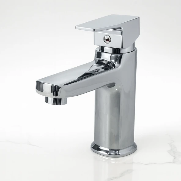 Krom Lavabo Bataryası Paslanmaz Gövde Tek Kollu Sıcak Soğuk Su Ayarlı Şık Modern Musluk ürün görseli 1