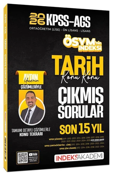 İndeks Akademi 2026 KPSS MEB-AGS Tarih ÖSYM nin İndeksi Çıkmış Sorular Son 15 Yıl Konu Konu Çözümlü - Aydın Yüce İndeks Akademi Yayıncılık ürün görseli 1