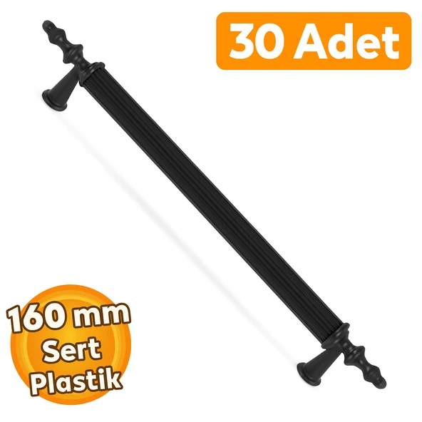 (SERT PLASTİK) 30 Adet Polavit 160 Mm Siyah Mobilya Mutfak Çekmece Dolabı Dolap Kulbu Kulpu Kulpları ürün görseli 1
