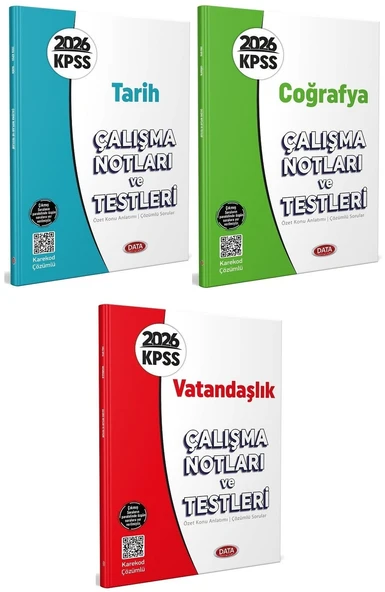 Data 2026 KPSS Tarih + Coğrafya + Vatandaşlık Çalışma Notları ve Testleri 3 lü Set Data Yayınları ürün görseli 1