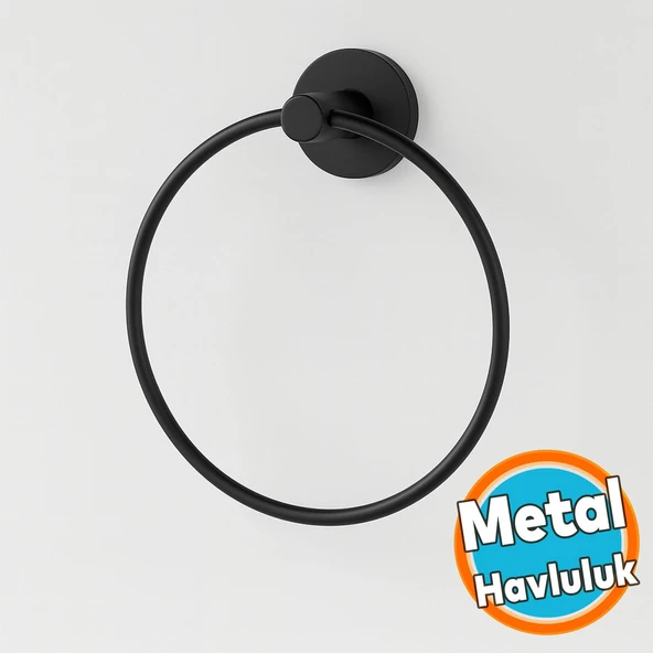 Siyah Yuvarlak 16 cm Banyo Mutfak Lavabo Pratik Havluluk Askılığı Vidalı ürün görseli 1