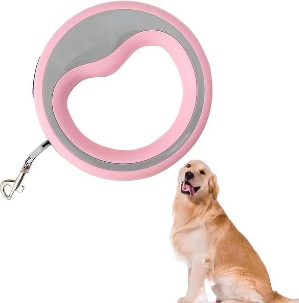 Süslüpati Otomatik Köpek Gezdirme Tasması Pembe 2.5 Metre ürün görseli 1