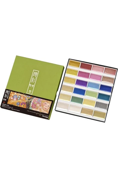 Kuretake Gansai Tambi Metalik Yaldız Tablet Sulu Boya Seti 24 Renk Set MC20/24V/NW2A ürün görseli 1
