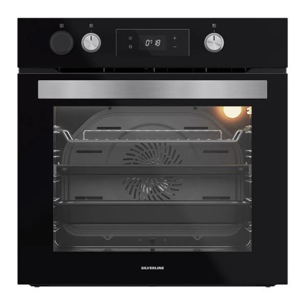 Silverline BO65P4B01 Buhar Destekli + Airfryer Özellikli Siyah Cam Ankastre Fırın ürün görseli 1