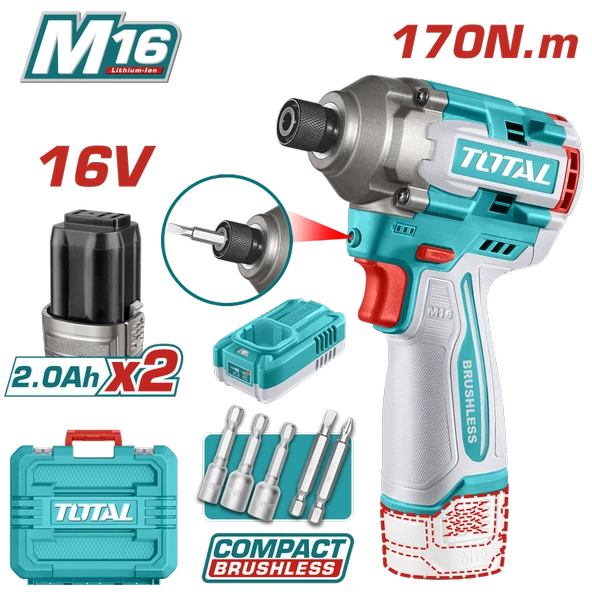 TOTAL LI-ION AKÜLÜ DARBELİ VİDALAMA 16V TIRLI16178E ürün görseli 1