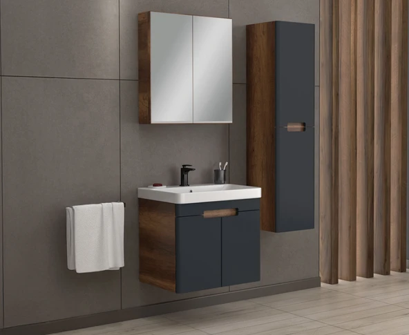 TREND 60 CM BANYO DOLABI   (Barok-Antrasit Gri) ürün görseli 1