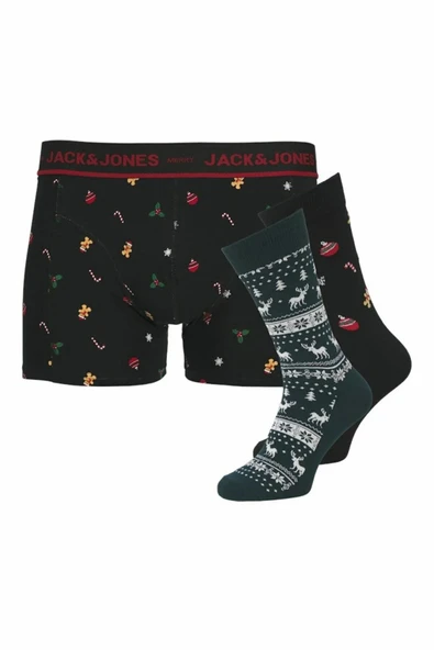 Jack Jones Mıstletoe Gıftbox 1 Boxer 2 Çorap Paket Erkek 12285134 ürün görseli 1