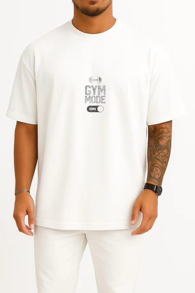 Oversize Gym Mode On Fitness Göğüs Tasarımlı Unisex T-Shirt ürün görseli 1