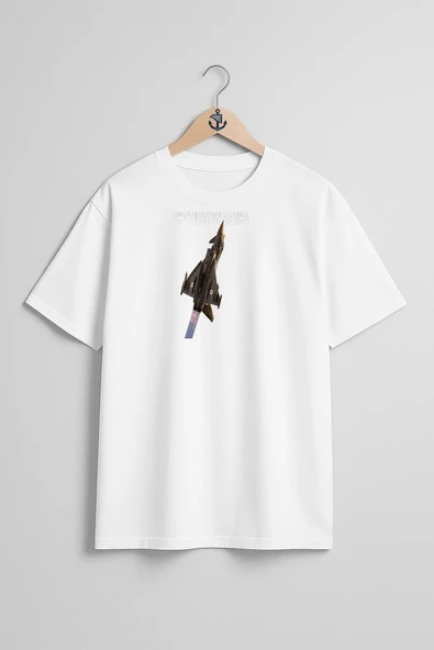 Oversize Eurofighter Typhoon Türk Hava Kuvvetleri Göğüs Tasarımlı Unisex T-Shirt ürün görseli 1