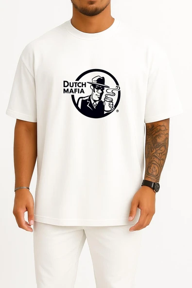 Oversize Dutch Mafia Göğüs Tasarımlı Unisex T-Shirt ürün görseli 1