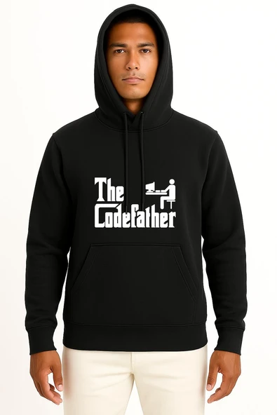 Kapüşonlu The Codefather - Bilgisayar Programcısı Göğüs Baskılı Unisex Sweatshirt - Resim 9