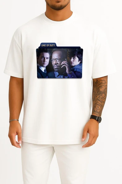 Oversize Summer Season Folders, Line Of Duty Folder İcon Transparent Background Göğüs Tasarımlı Unisex T-Shirt ürün görseli 1