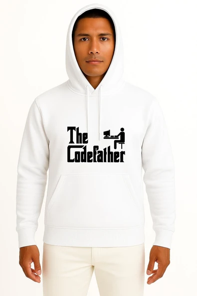 Kapüşonlu The Codefather - Bilgisayar Programcısı Göğüs Baskılı Unisex Sweatshirt - Resim 5