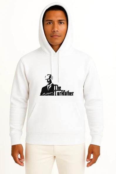 Kapüşonlu The Turkfather Mustafa Kemal Atatürk Göğüs Baskılı Unisex Sweatshirt ürün görseli 1