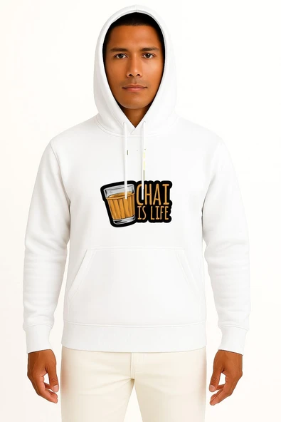 Kapüşonlu Chai İs Life Göğüs Baskılı Unisex Sweatshirt ürün görseli 1