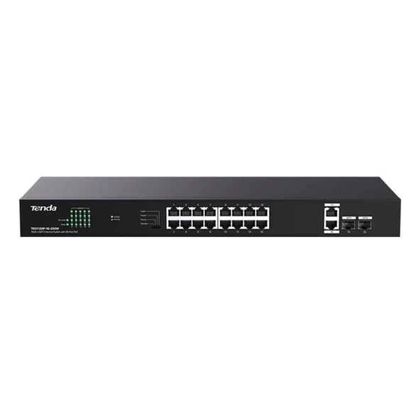 Tenda TEG1120P-16-250W 16 Port Poe+ 10-100-1000 2 Port Uplink +  2 Port SFP Switch Çelik Kasa ürün görseli 1