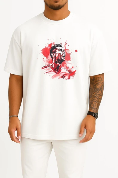 Oversize Splash Cristiano Ronaldo Göğüs Tasarımlı Unisex T-Shirt ürün görseli 1