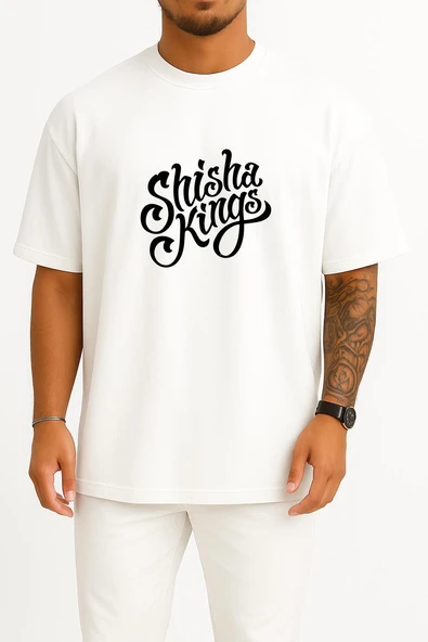 Oversize Shisha Kings Göğüs Tasarımlı Unisex T-Shirt ürün görseli 1