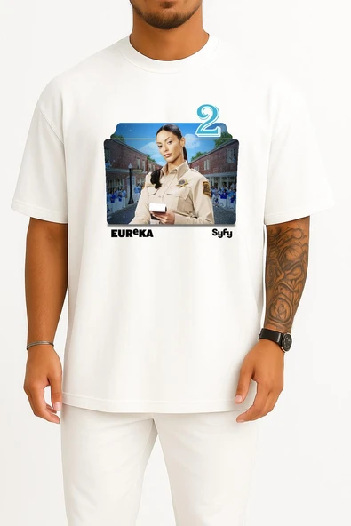 Oversize Eureka Series And Season Folder İcons, Eureka Logo Göğüs Tasarımlı Unisex T-Shirt ürün görseli 1