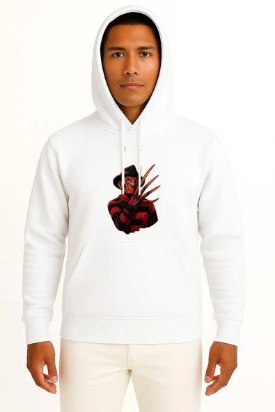 Kapüşonlu Freddy Krueger Göğüs Baskılı Unisex Sweatshirt ürün görseli 1