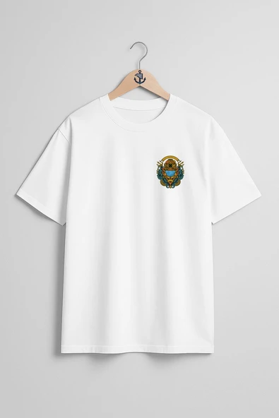 Oversize Vintage Diving Cep Tasarımlı Unisex T-Shirt ürün görseli 1