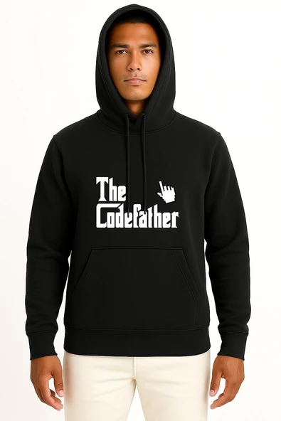 Kapüşonlu The Codefather - Bilgisayar Programcısı Göğüs Baskılı Unisex Sweatshirt - Resim 11