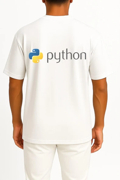 Oversize Python Programming Language Cep ve Sırt Tasarımlı Unisex T-Shirt - Resim 5