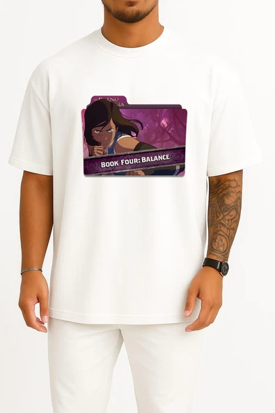 Oversize The Legend Of Korra Folder Icon, Season Göğüs Tasarımlı Unisex T-Shirt ürün görseli 1