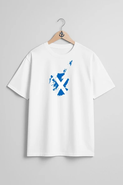 Oversize Scotland  İskoçya Bayrağı Göğüs Tasarımlı Unisex T-Shirt ürün görseli 1