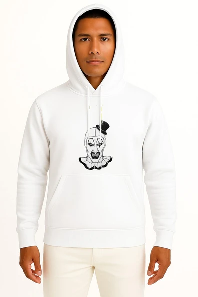 Kapüşonlu Terrifier Göğüs Baskılı Unisex Sweatshirt - Resim 3