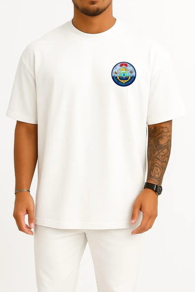 Oversize İstanbul Tersanesi Komutanlığı Cep ve Sırt Tasarımlı Unisex T-Shirt ürün görseli 1