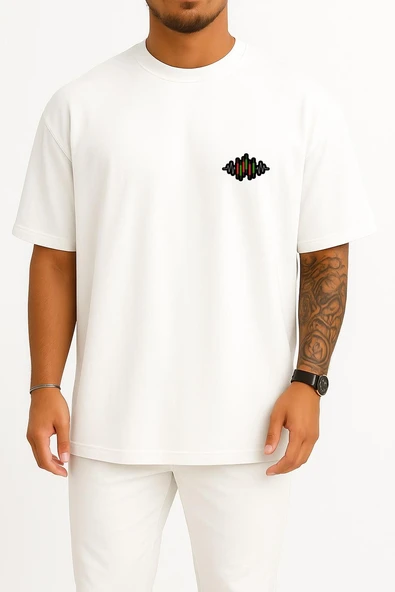 Oversize Tradingview - Borsa Yükseliş Düşüş Mumları Cep ve Sırt Tasarımlı Unisex T-Shirt ürün görseli 1