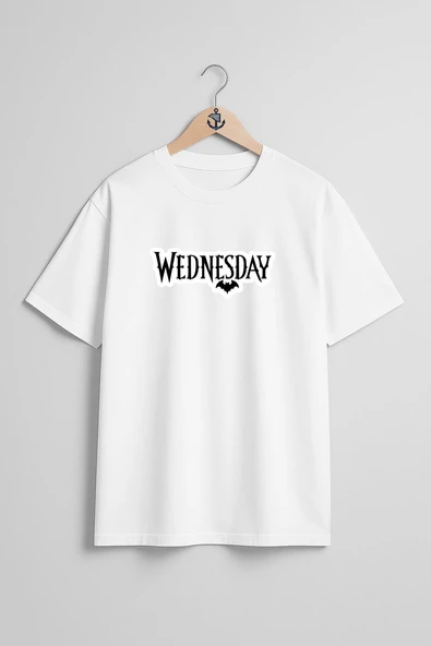 Oversize Wednesday Logo Göğüs Tasarımlı Unisex T-Shirt ürün görseli 1