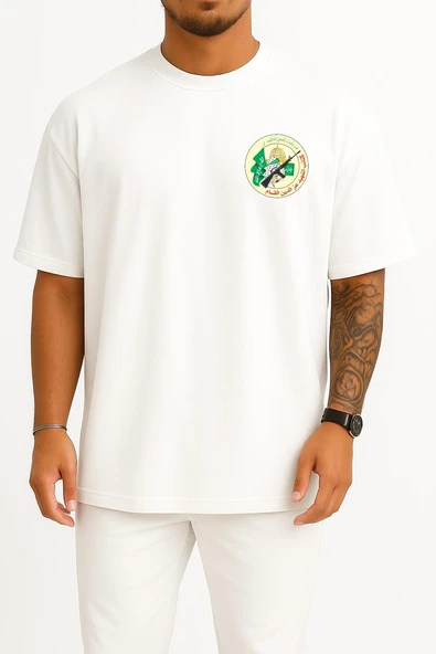 Oversize El Kassam Tugayları Gazze Cep Tasarımlı Unisex T-Shirt ürün görseli 1