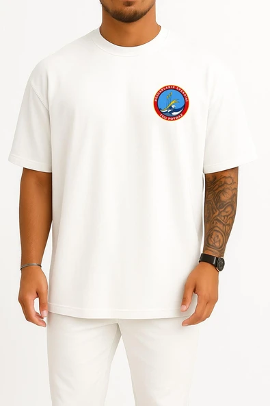 Oversize Tcg Poyraz Cep ve Sırt Tasarımlı Unisex T-Shirt ürün görseli 1
