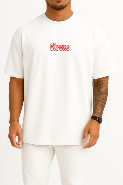 Oversize Sirens Yabancı Dizi Göğüs Baskılı Unisex T-Shirt ürün görseli 1