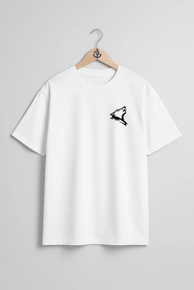 Oversize Kurt Wolf Cep ve Sırt Tasarımlı Unisex T-Shirt ürün görseli 1