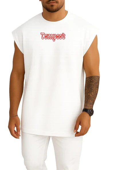 Oversize Tempest Yabancı Dizi Göğüs Baskılı Atlet ürün görseli 1