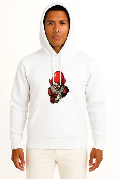 Kapüşonlu Pennywise Göğüs Baskılı Unisex Sweatshirt ürün görseli 1