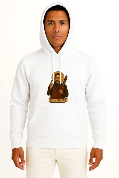 Kapüşonlu S. Negan Twd Yabancı Dizi Göğüs Baskılı Unisex Sweatshirt ürün görseli 1