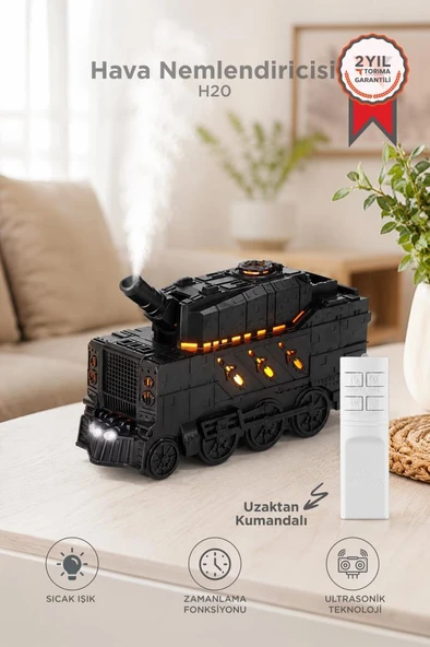 Hava Nemlendiricisi Led Işıklı Aroma Difüzör Tank Tasarım Ultrasonik 300 ML H20 Siyah ürün görseli 1