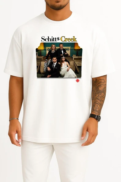 Oversize Schitt S Creek Series And Season Folder İcons, Schitt's Creek Göğüs Tasarımlı Unisex T-Shirt ürün görseli 1