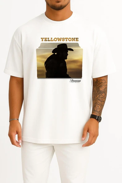 Oversize Yellowstone Yabancı Dizi Göğüs Tasarımlı Unisex T-Shirt ürün görseli 1