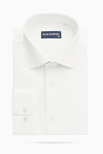 Erkek Beyaz/Mavi Slim Fit Gömlek – Plus Scorpion, Ofis & Günlük Şık Kombin, Ütü Gerektirmeyen ürün görseli 1
