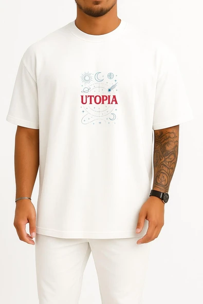 Oversize Travis Scott Astral Vibe Göğüs Tasarımlı Unisex T-Shirt ürün görseli 1