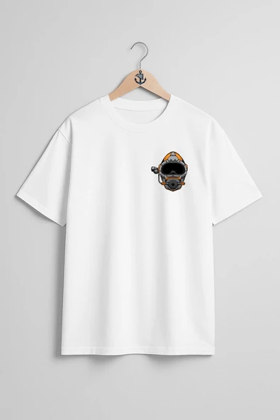 Oversize Dalgıç Başlığı - Diving Helmet Cep Tasarımlı Unisex T-Shirt ürün görseli 1