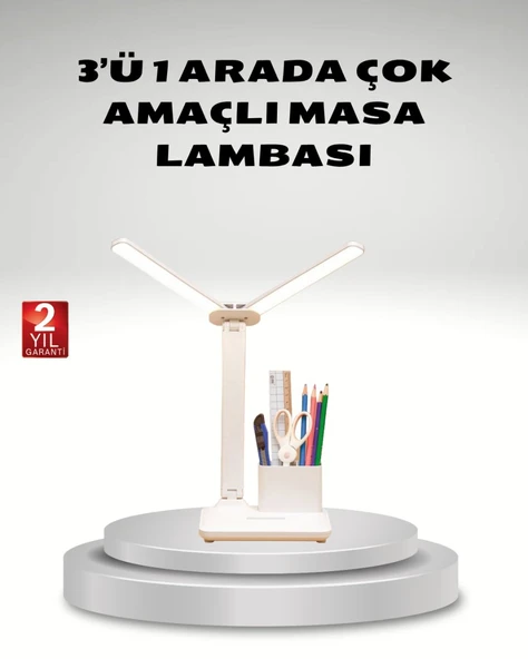 Kısılabilir LED Masa Lambası – Kalemlik ve Telefon Standlı, Göz Yormayan Işık ürün görseli 1