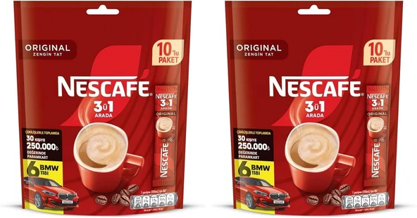 Nescafe 3ü1 Arada Original Granül Kahve 10'lu Paket (2 ADET) ürün görseli 1